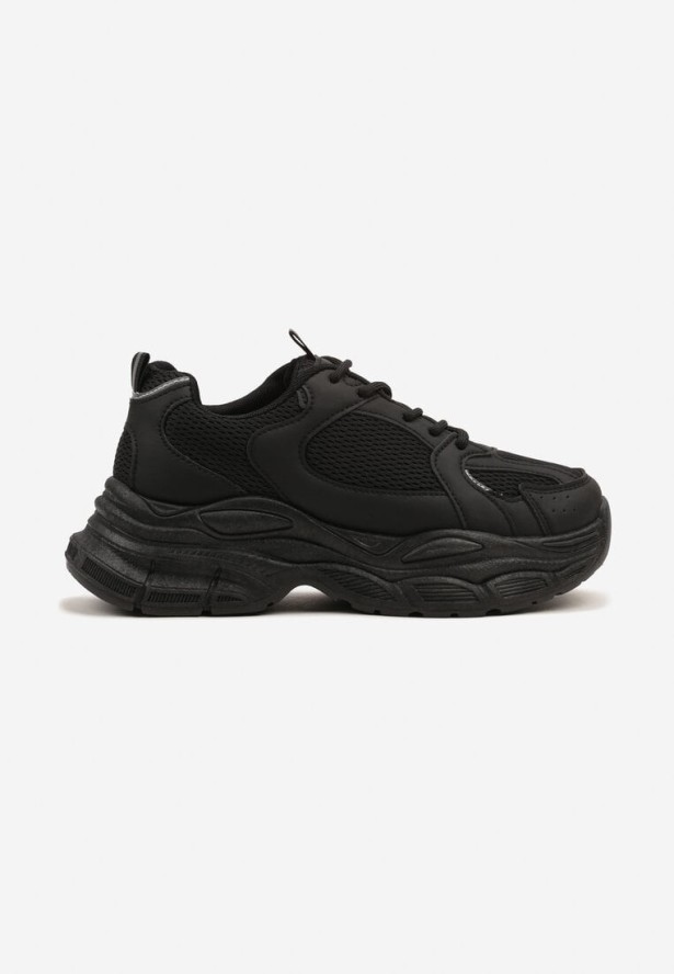 Czarne Sneakersy Vices na Platformie Ozdobione Tłoczeniem Natiselle