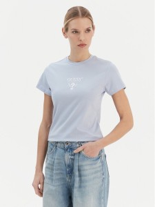 Guess T-Shirt V4YI21 KCDH1 Błękitny Regular Fit