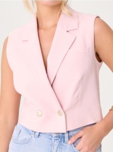 Kamizelka garniturowa z domieszką wiskozy - różowy
