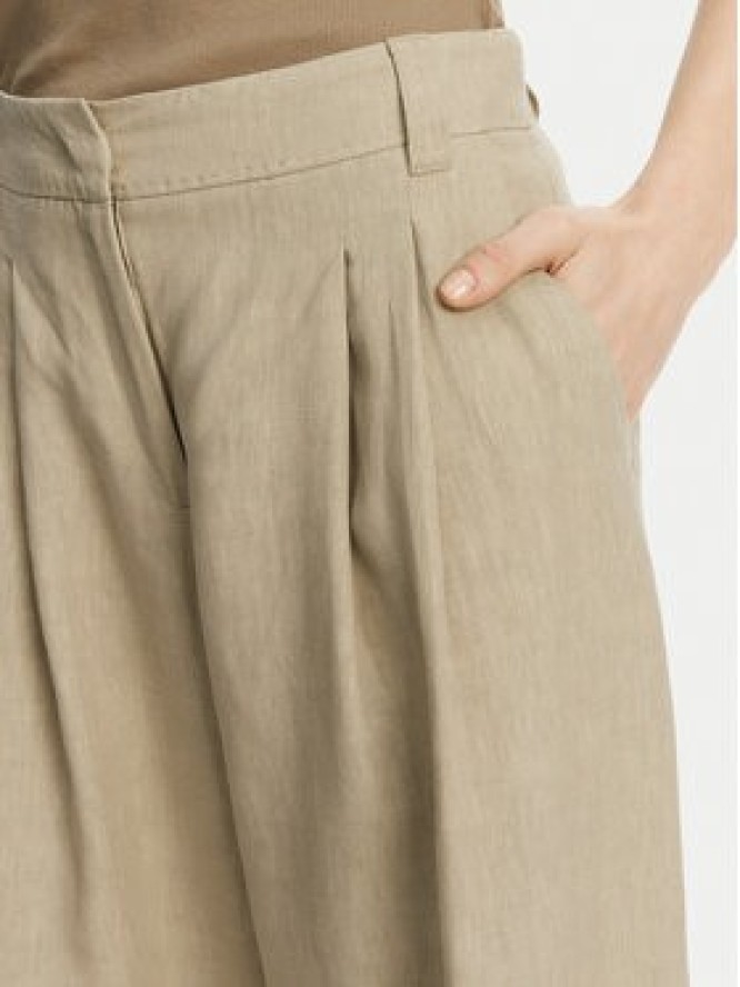 Marella Spodnie palazzo Zama 2513131132200 Khaki Regular Fit