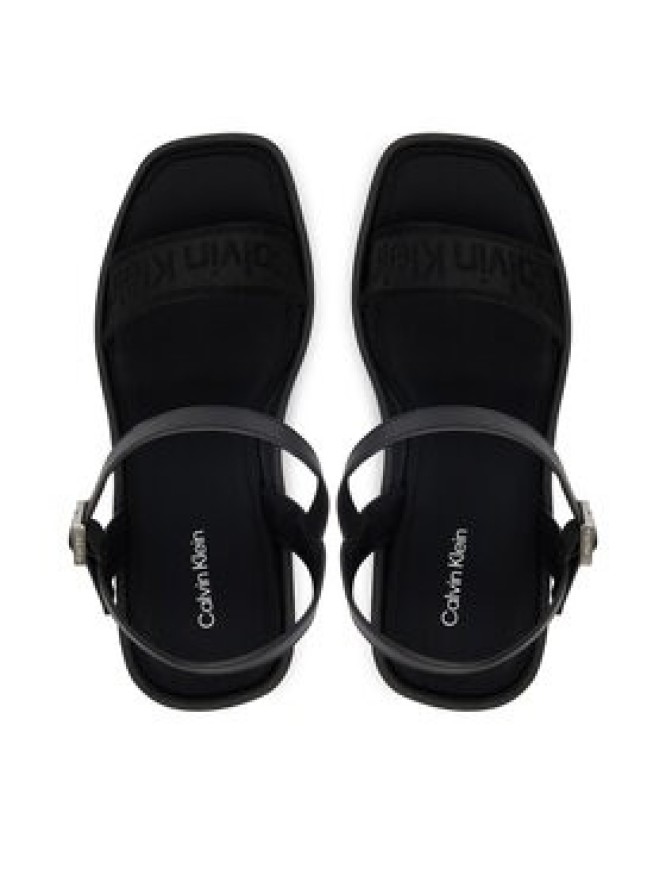 Calvin Klein Sandały Wedge 70 Sndl Webbing Lth HW0HW02882 Czarny