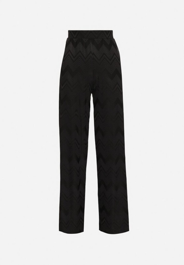 Czarne Szerokie Spodnie z Wiskozą i Wysokim Stanem Abriela