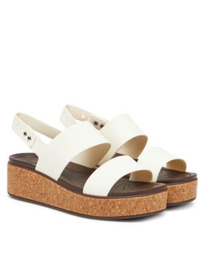 Crocs Sandały Brooklyn Cork Low Wedge 211144 Écru