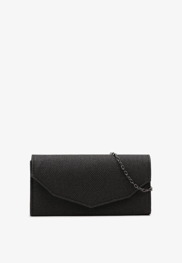 Czarna Brokatowa Torebka Kopertówka na Ramię Brocetta