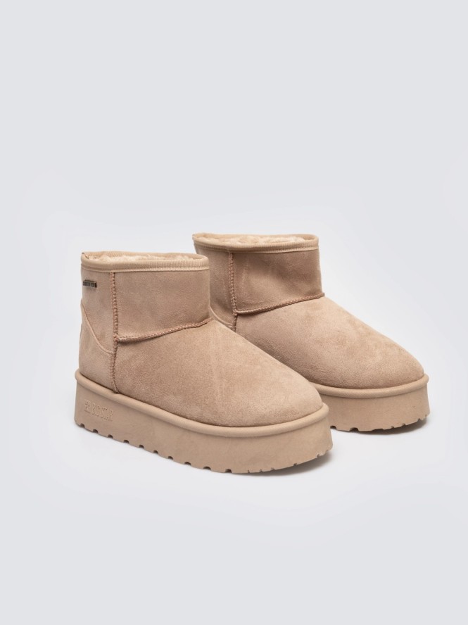 śniegowce damskie na podwyższonej podeszwie beżowe SS274133 801