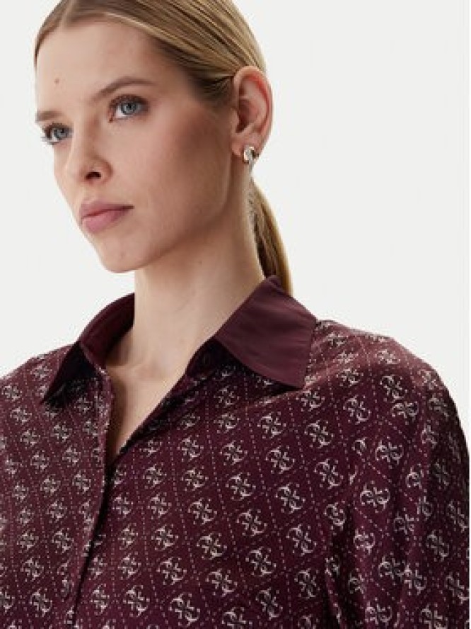 Guess Koszula W4YH47 WF1T2 Bordowy Regular Fit