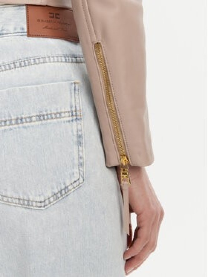 Elisabetta Franchi Kurtka skórzana GD-47Z-51E2-V1200 Beżowy Regular Fit
