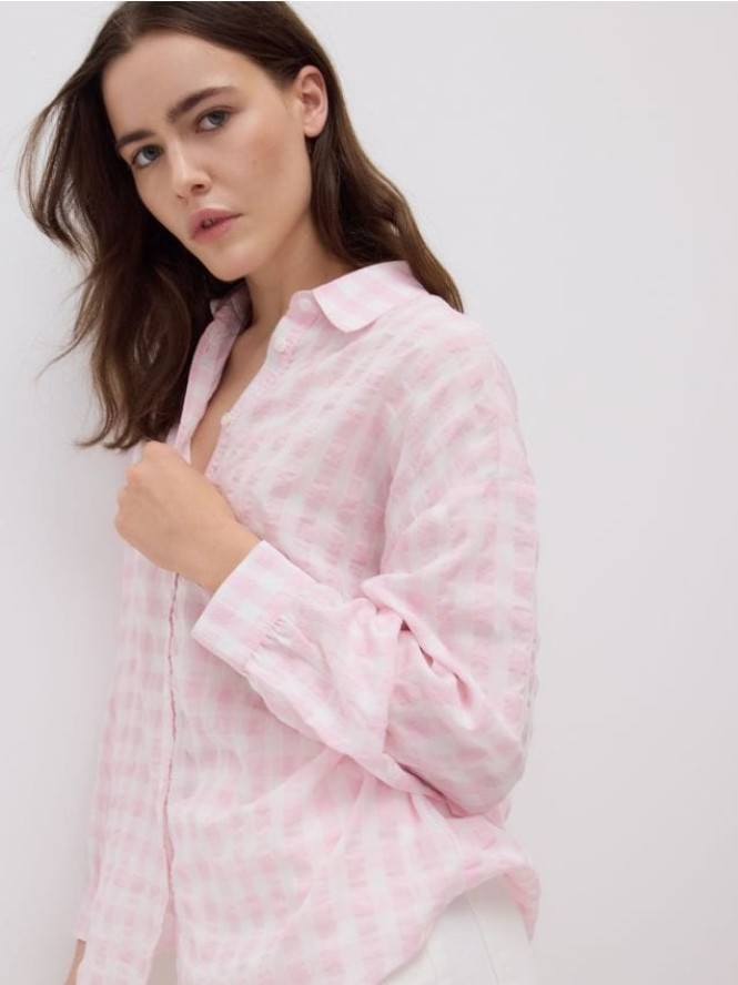 Koszula w kratę - różowy