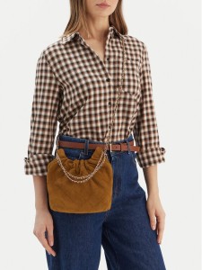 Tory Burch Torebka Fleming Suede Mini Hobo Bag 166066 Brązowy