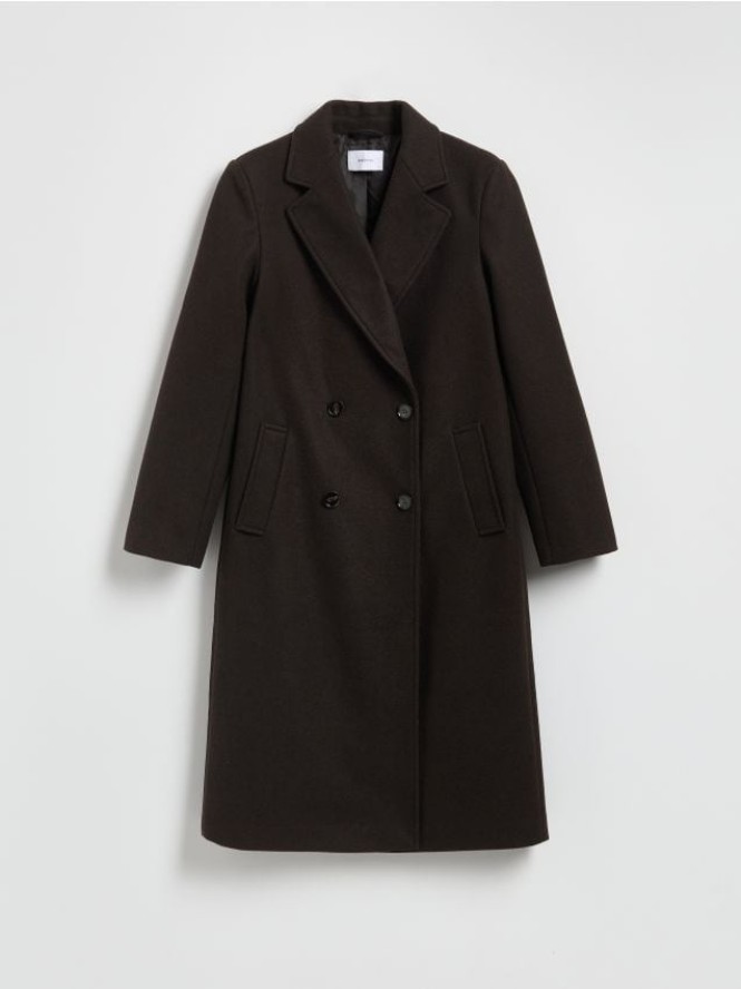 Dwurzędowy płaszcz - ciemnobrązowy