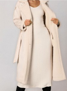 Prążkowana sukienka maxi - beżowy