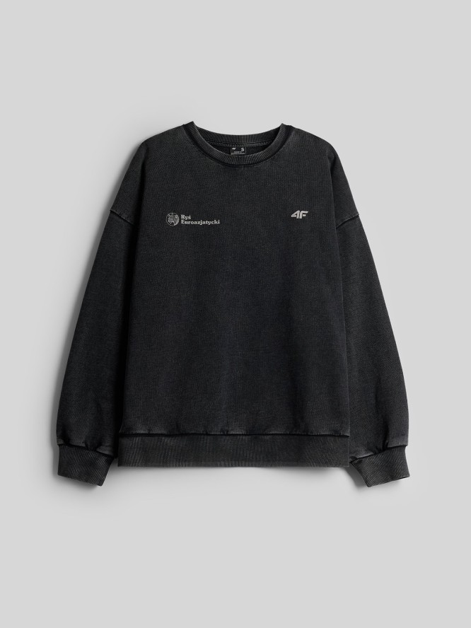 4F Bluza dresowa loose z nadrukiem damska - szara M
