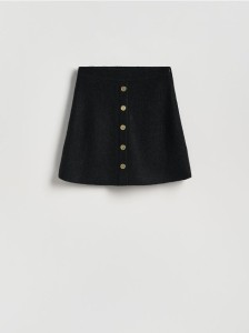 Spódnica ze strukturalnej tkaniny - czarny