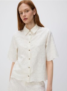 Koszula z żakardowym wzorem - złamana biel