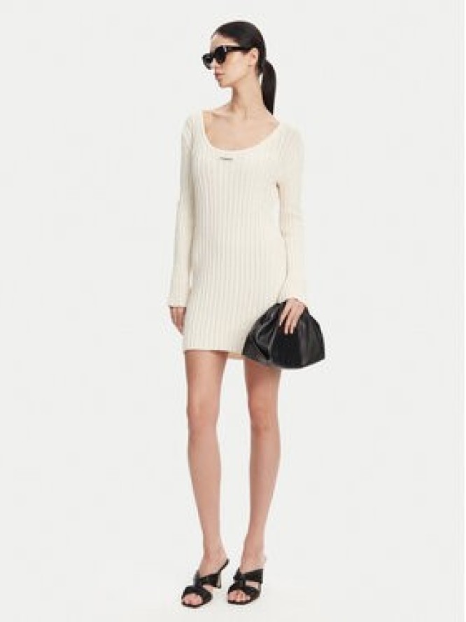 PINKO Sukienka dzianinowa 105301 A2N7 Écru Regular Fit