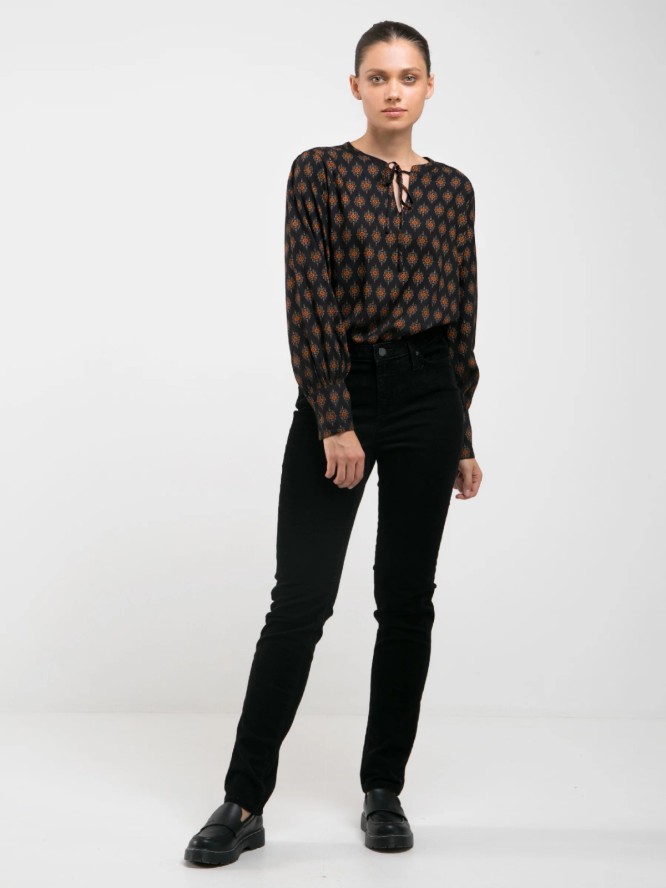 Spodnie damskie sztruks czarne Katrina High Waist Cord 906