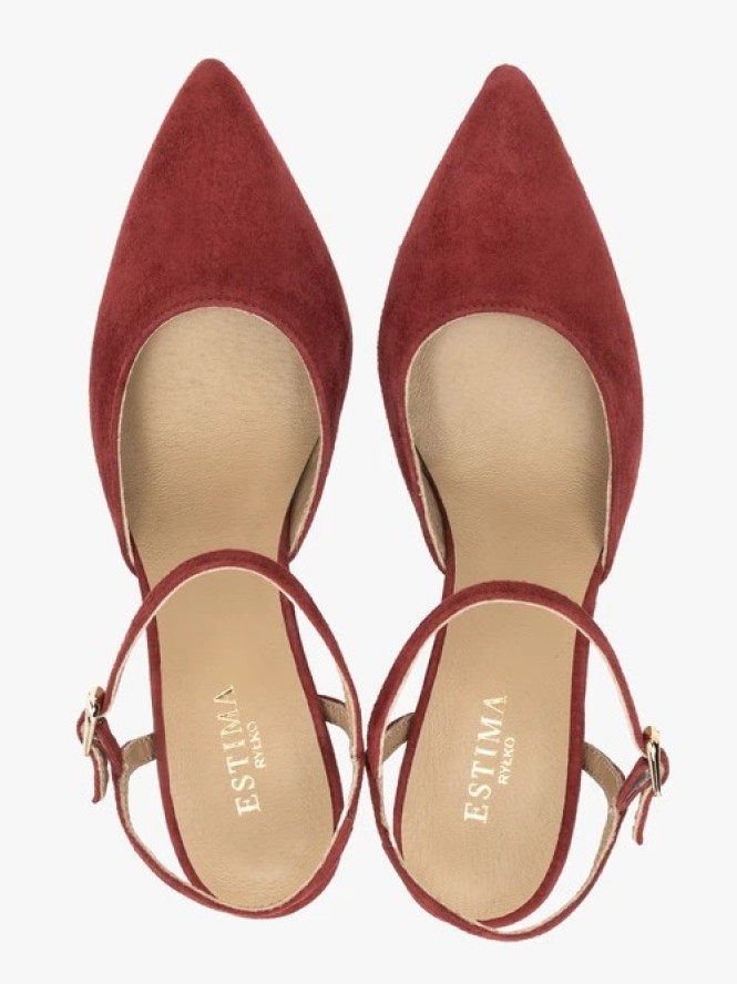 Bordowe czółenka slingback bez pięty