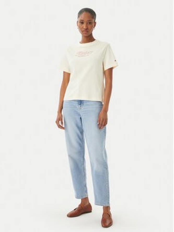 Tommy Hilfiger T-Shirt Logo Interlock WW0WW48707 Beżowy jasny Regular Fit