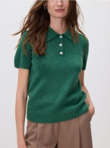 Sweter z kołnierzykiem polo - morski