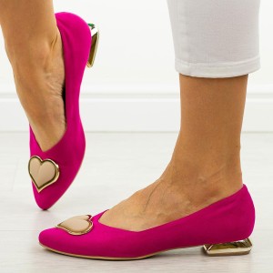 Fuksja Polskie baleriny damskie na obcasie Deoni D221