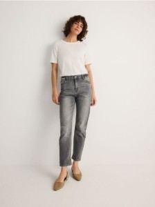 Jeansy boyfriend slim - szary