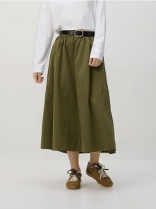 Spódnica midi z paskiem - ciemnozielony