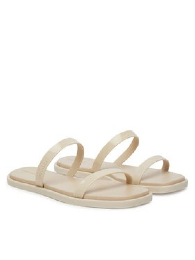 Calvin Klein Klapki Double Bar Slide - Jelly HW0HW02417 Écru