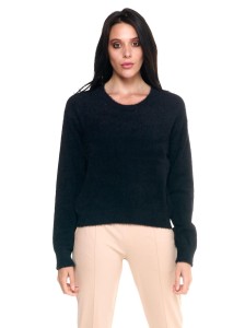 Damski sweter z okrągłym dekoltem i plakietką z logo Leone 1947 Never Without