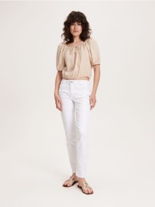 Bluzka z odkrytymi ramionami - beżowy