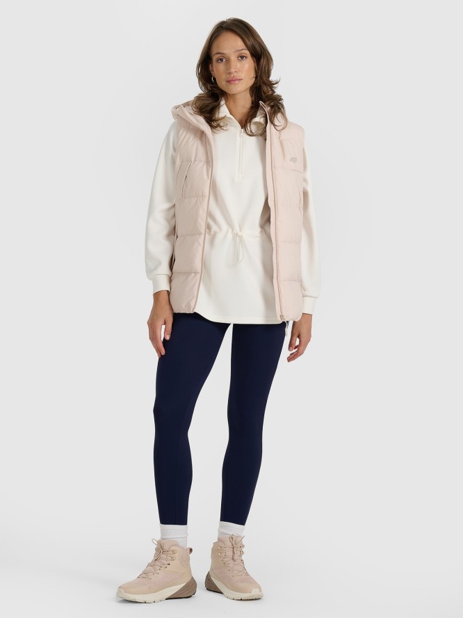 4F Bezrękawnik puchowy z wypełnieniem syntetycznym damski - beżowy XL