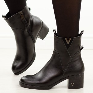 Czarne botki damskie na obcasie Vinceza 58581