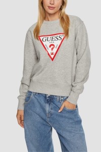 GUESS Szara damska bluza z logo Original Fleece, Rozmiar M
