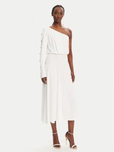 Elisabetta Franchi Sukienka koktajlowa AB80252E2 360 Biały Regular Fit