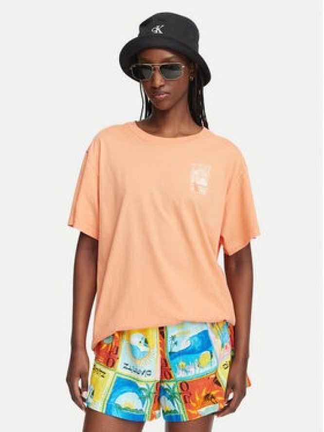 Roxy T-Shirt Enzyme Wash ERJZT05966 Pomarańczowy Oversize
