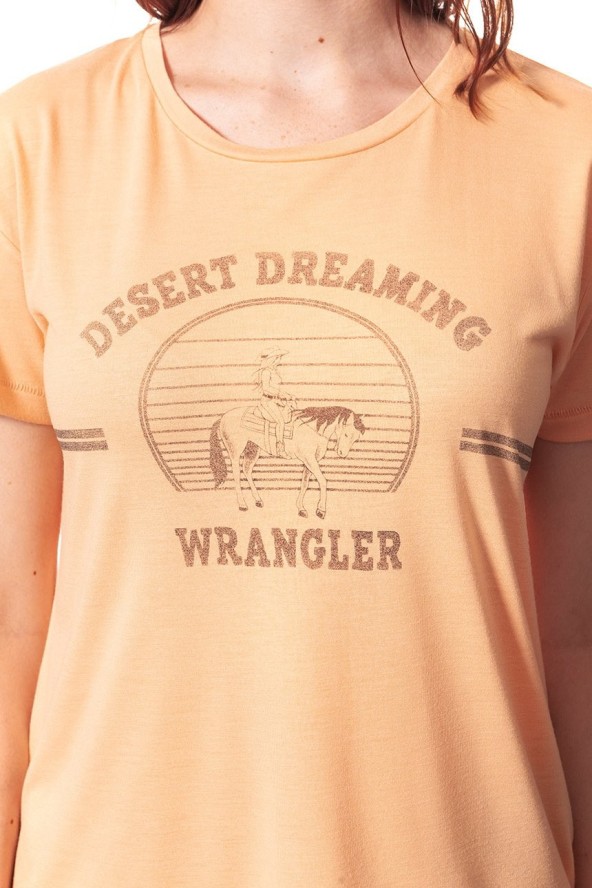 WRANGLER T SHIRT DAMSKI DRAPE TEE APRICOT NECTAR W7016DI65 112130884