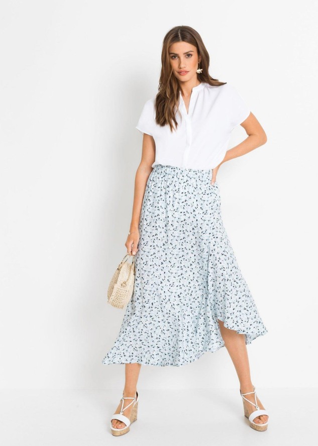 Bluzka z krótkim rękawem i krytą plisą guzikową