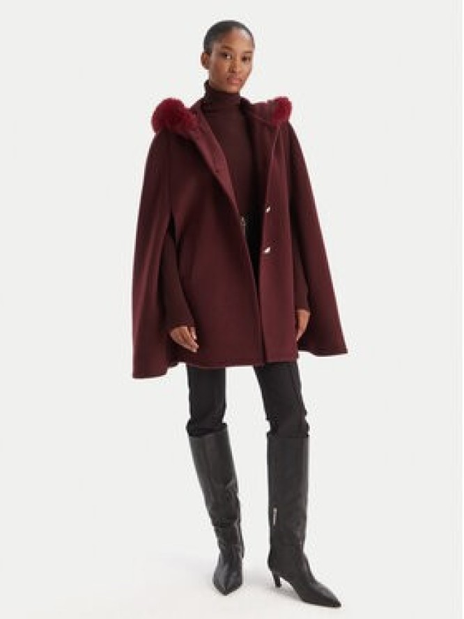 YES LONDON Płaszcz wełniany CD1223ECO Bordowy Regular Fit