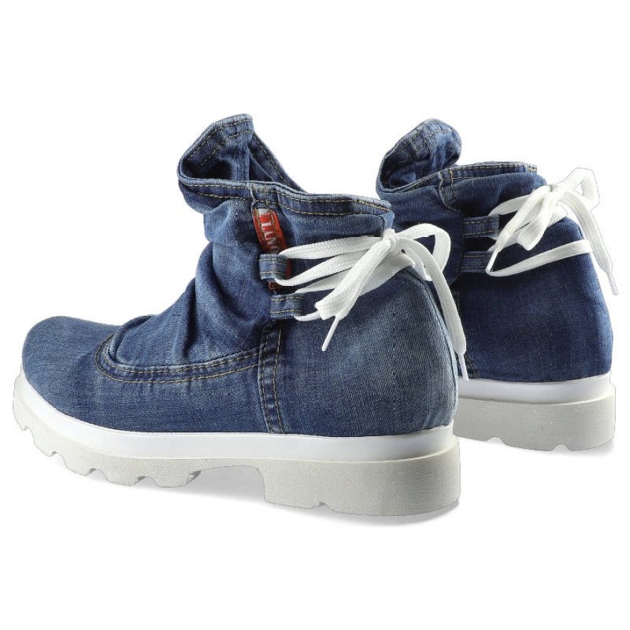 Jeansowe Botki Lanqier Damskie Lekkie Obuwie