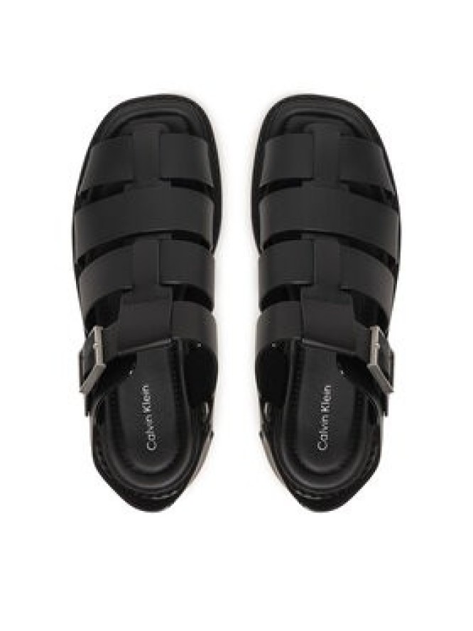 Calvin Klein Sandały Sq Molded Sndl Fisher Lth HW0HW02870 Czarny