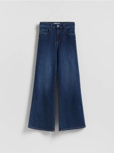 Jeansy flare z wysokim stanem - granatowy