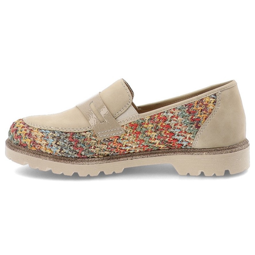 Beżowe Półbuty Rieker Modne Obuwie Damskie