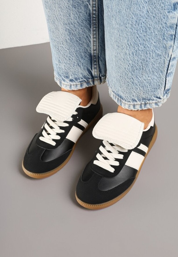 Czarne Sneakersy Tenisówki Ozdobione Wywinięciem Myrloria