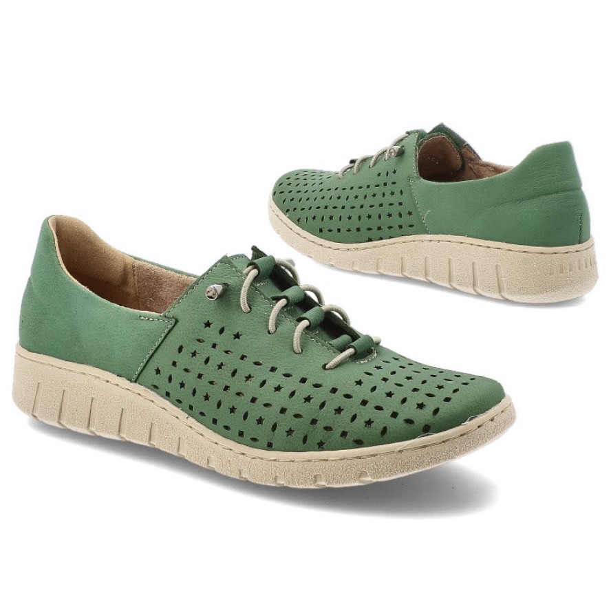 Półbuty damskie Wasak, niski fason sznurowane ażurowa cholewka miękka konstrukcja elastyczna podeszwa lekka forma wygodne dopasowanie oddychający mat