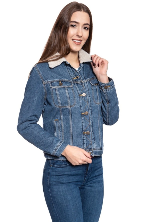 DAMSKA KURTKA ZIMOWA LEE SHERPA RIDER DARK STONEWASH L54VLJ46 112112980