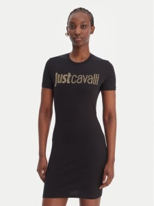 Just Cavalli Sukienka codzienna 80PAOE21 CJ112 Czarny Slim Fit