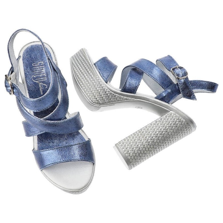 Niebieskie Sandały Simen Damskie Eleganckie Buty