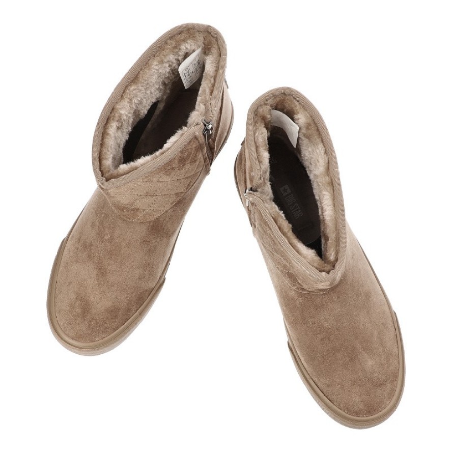 Beżowe Botki Big Star Ocieplane Obuwie Damskie