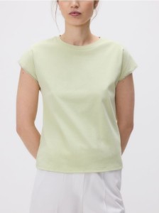 T-shirt regular ze zdobieniem - jasnozielony