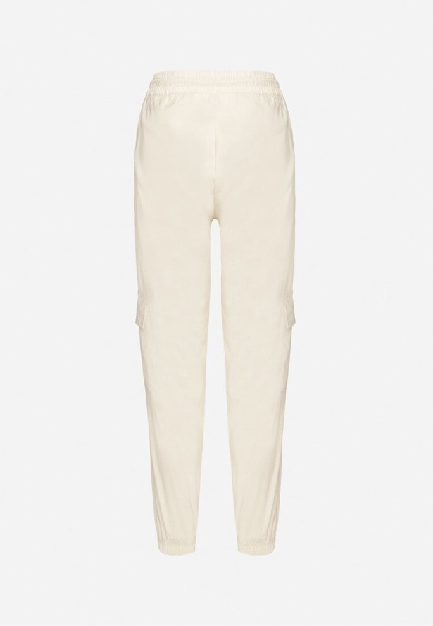 Jasnobeżowe Spodnie z Wiskozą Typu Cargo z Wysokim Stanem Arrisandra