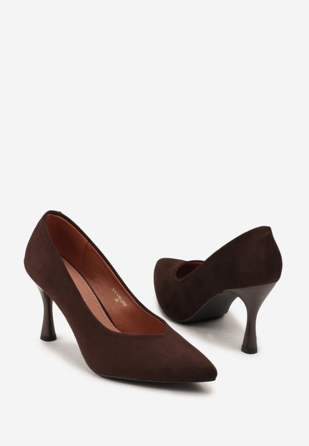 Brązowe Szpilki Vices ze Skórzaną Wkładką Dandre